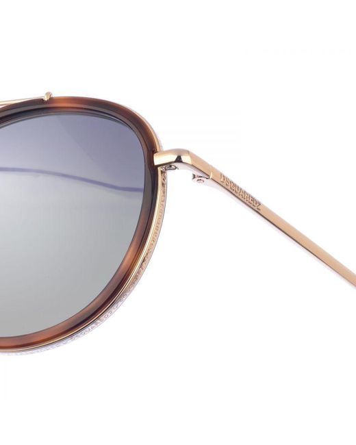 DSquared² Brown Acetate And Metal Sunglasses With Oval Shape D20011S for men