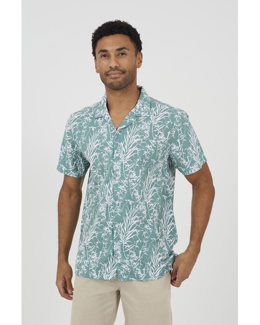 Brave Soul Blue Printed Revere Collar Shirt for men
