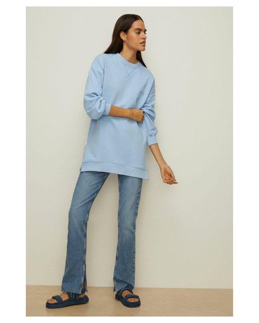 Oasis Blue Essential Tunic Sweat With Side Zips