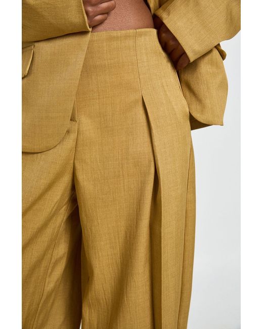 Boohoo Metallic High Waist Pleat Front Wide Leg Trousers
