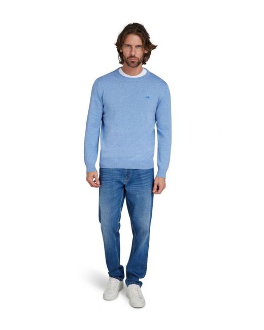 Raging Bull Blue Classic Lightweight Crew Neck Jumper for men