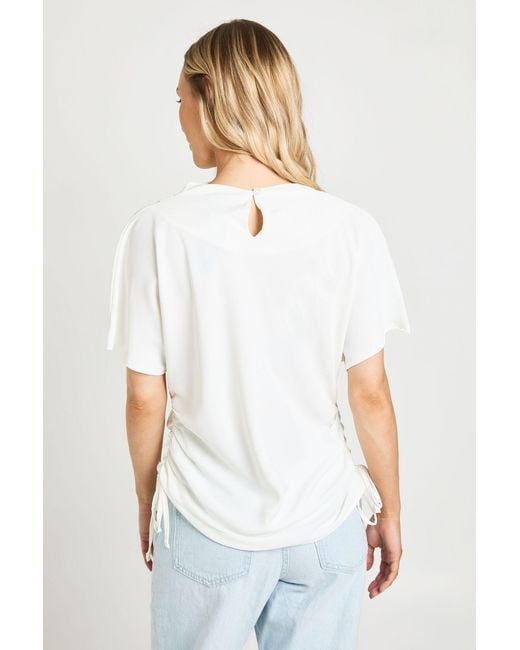 Boohoo White Petite Loose Ruched Side Body Top