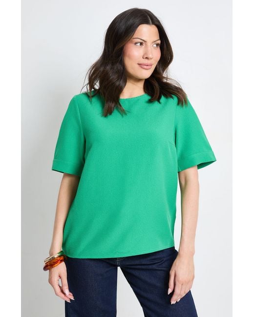 PRINCIPLES Green Bubble Crepe Crew Neck T-Shirt