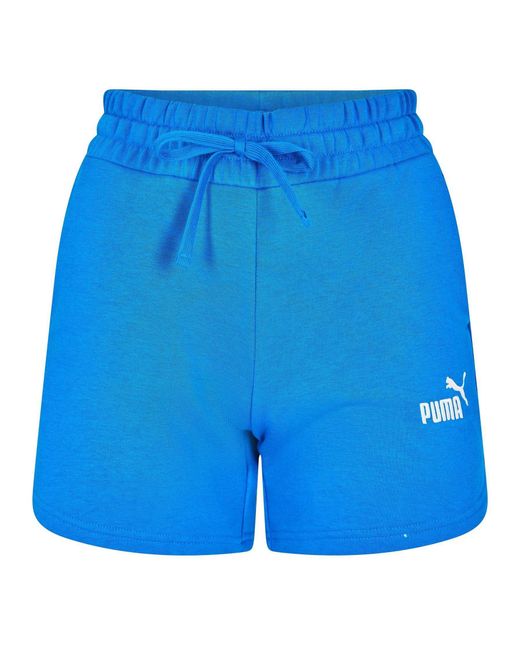 PUMA Blue Ladies Fleece Logo Shorts (Pebble)