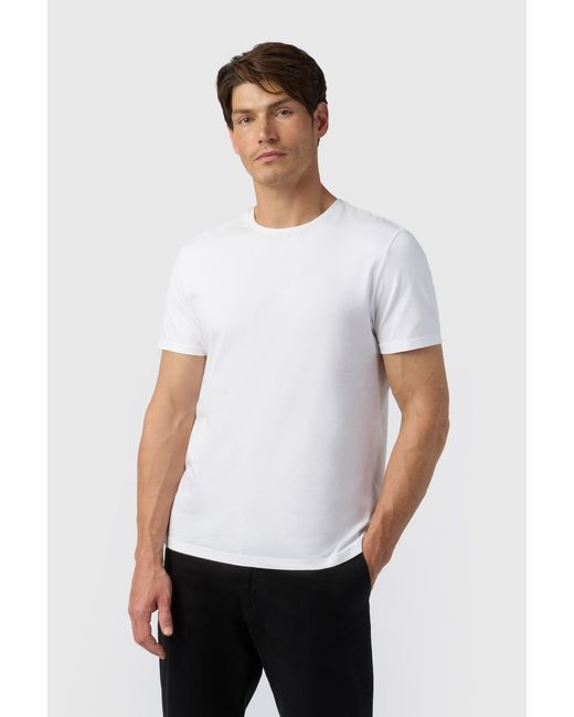 Limehaus White Crew Neck Jersey T Shirt for men