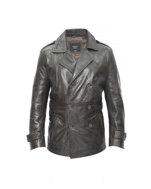 Infinity Leather Gray Peacoat-Amara for men