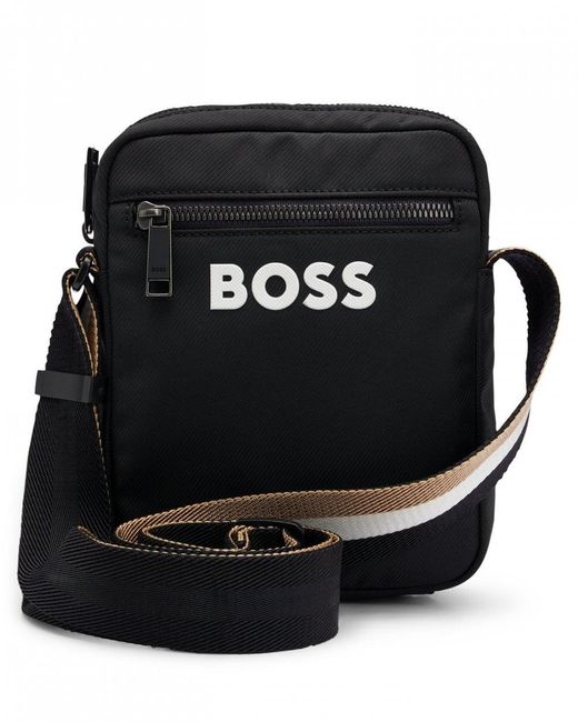 Boss Black Catch 3.0 Crossbody Bag With Signature-Stripe Strap
