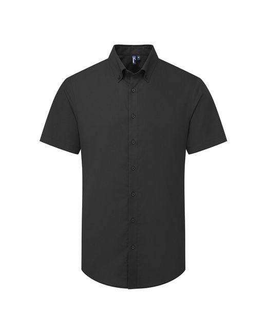 PREMIER Black Supreme Oxford Short-Sleeved Formal Shirt for men