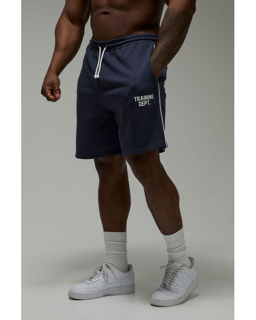 BoohooMAN Blue Training Dept Loose Fit 7Inch Piping Short for men
