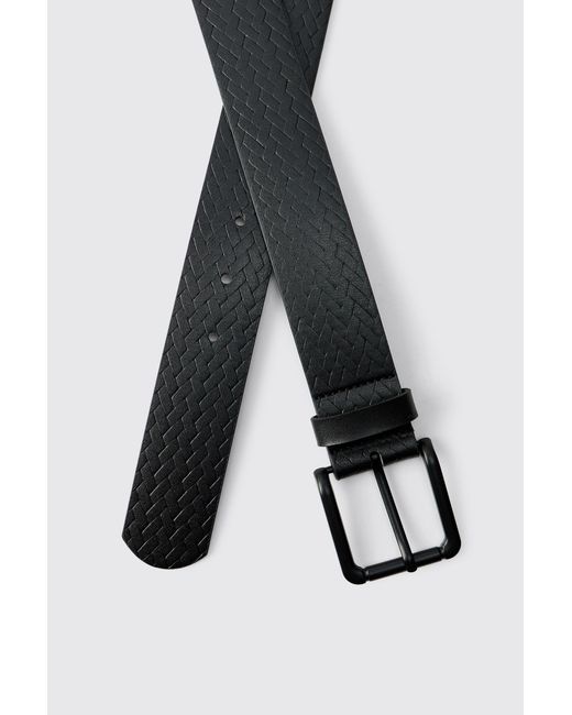 BoohooMAN Black Embossed Texture Belt for men