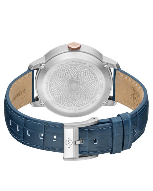 Gv2 Blue Rovescio Stainless Steel Case Genuine Leather Strap Watch for men