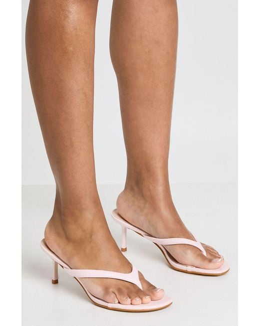 Boohoo Pink Padded Toe Post Heeled Mules