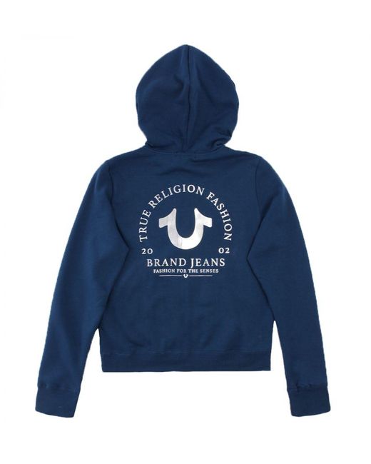 True Religion Blue Foil Logo Zip Hooded Sweatshirt