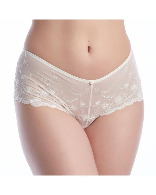 Selene Natural Gala Bridal Panties, Culotte Style, Thong Effect With Garters