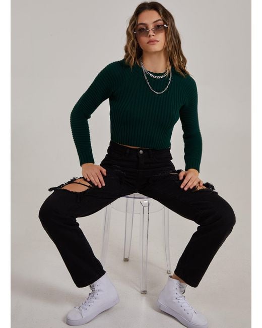 Pink Vanilla Black Cropped Knit Jumper
