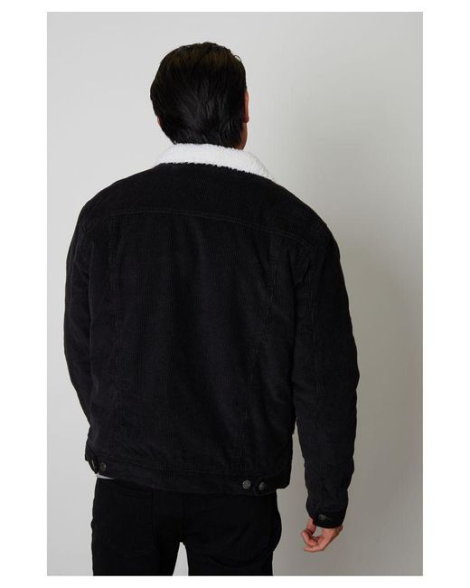 Threadbare Black 'Philip' Borg Collar Cord Jacket for men