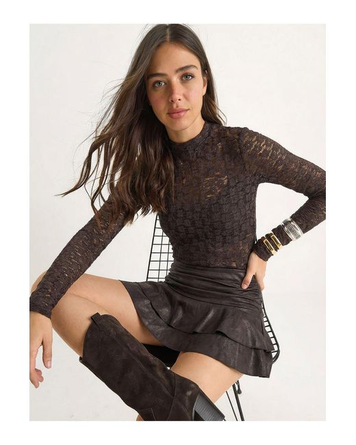 Bianco Lucci Brown Elastane Blouse