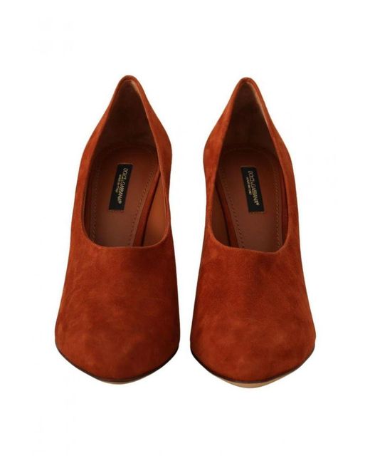 Dolce & Gabbana Brown Suede Leather Block Heels Pumps Shoes