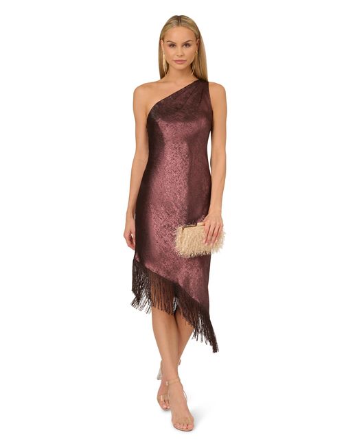 Adrianna Papell Red Foil Woven Cocktail Dress