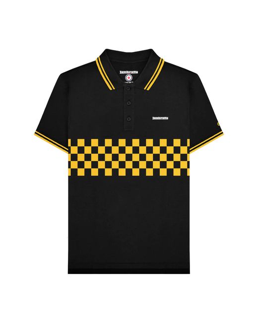 Lambretta Black Ss25 Two Tone Tipped Polo Shirt Cotton for men
