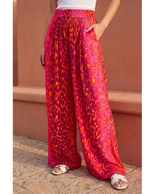 Roman Red Sequin Palm Tree Trouser