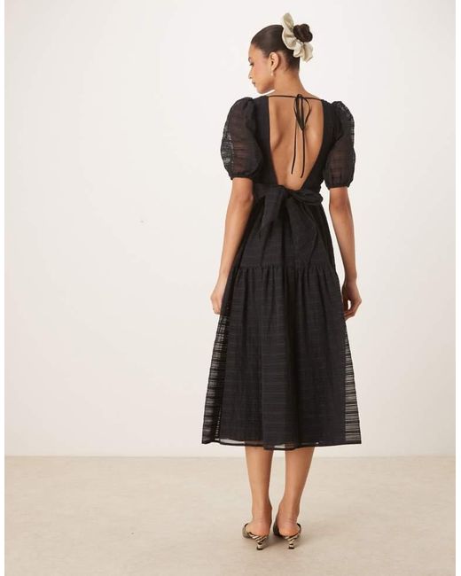 Nobody's Child Black Sadie Puff Sleeve Midi Dress