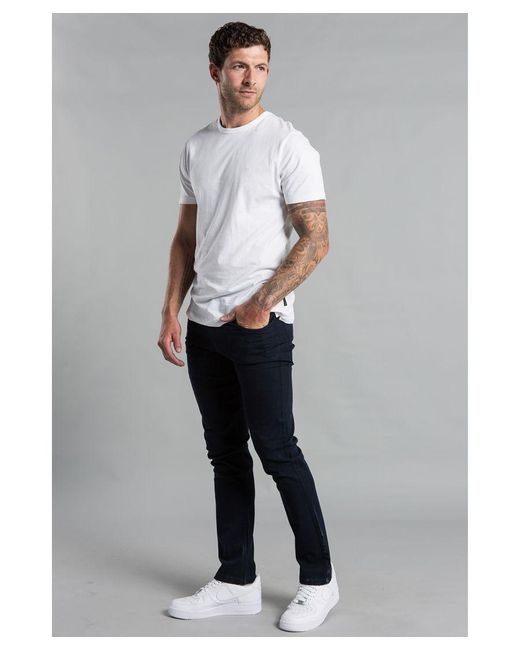 French Connection Blue Cotton Five-Pocket Chino Trousers for men