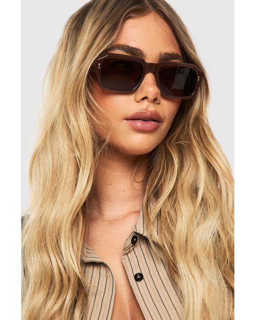 Boohoo Brown Chunky Square Sunglasses