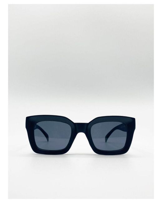 SVNX Blue Plastic Oversized Frame Square Sunglasses