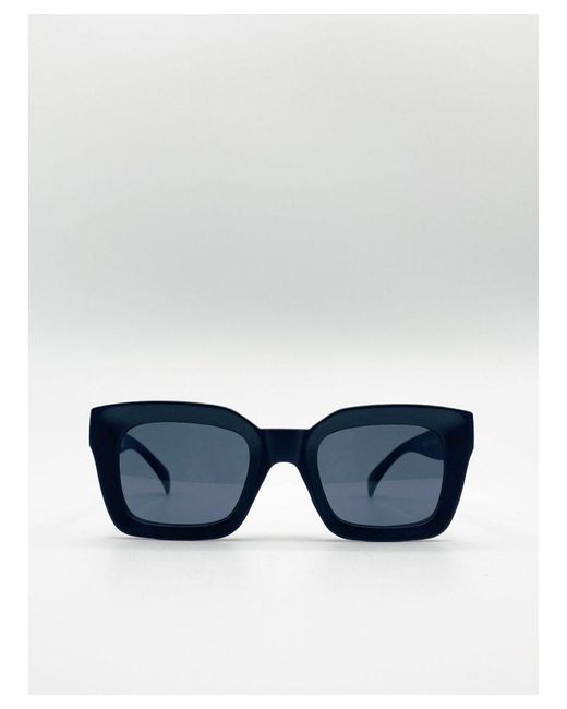 SVNX Blue Plastic Oversized Frame Square Sunglasses