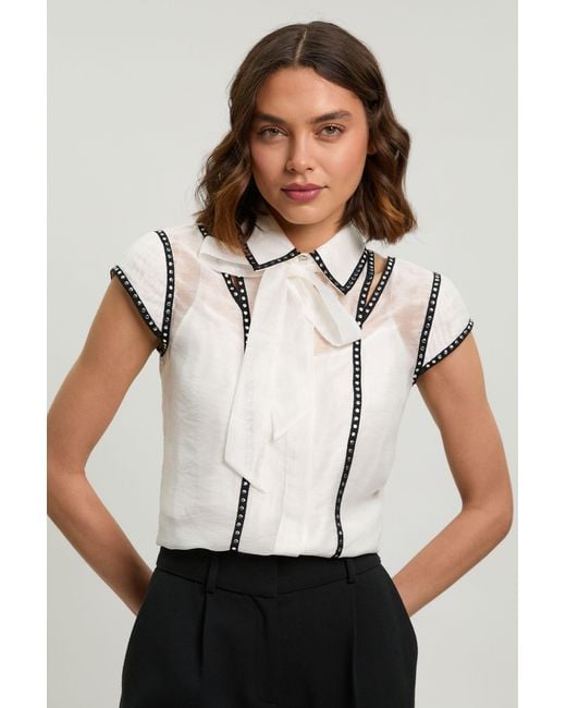Karen Millen White Studded Detail Blouse