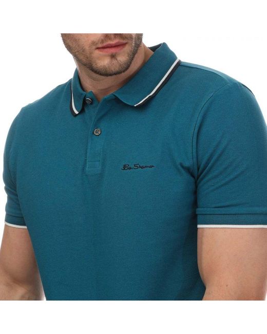 Ben Sherman Poloshirt Met Dubbele Punt In Groenblauw in het Blue voor heren