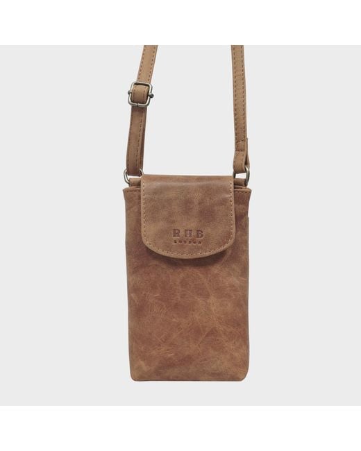 Real Hide Bags Brown 'Thea' Leather Mobile Phone Crossbody Bag
