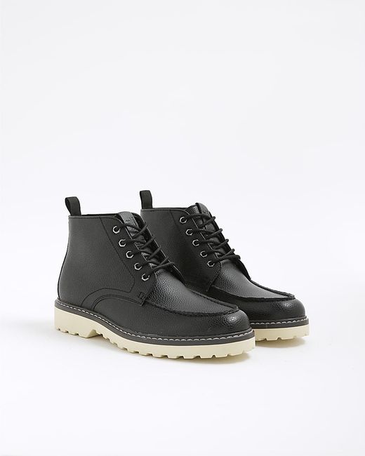 River Island Black Chukka Boots Wedge Pu for men
