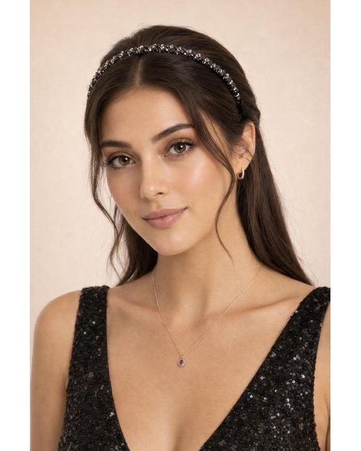 SVNX Black Two Tone Crystal Headband