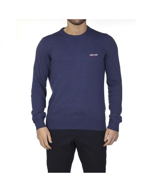 Roberto Cavalli Blue Sport Sweater Crew Neck for men