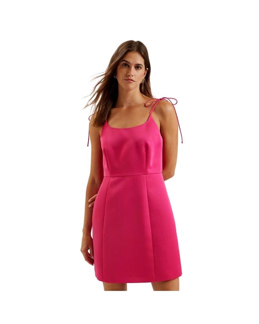 Ted Baker Pink Kavala Tie Strap Bodice Waist Mini Dress