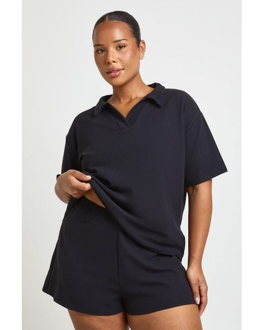Boohoo Blue Plus Waffle Short