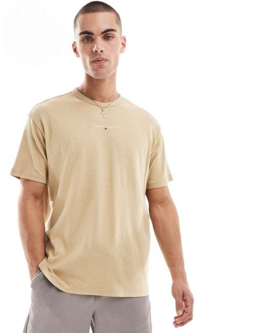 Tommy Hilfiger Natural Chest Linear Logo T-Shirt for men