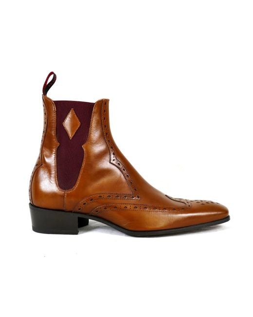Jeffery West Brown Anderson 'Glam' Deco Camel Chelsea Boot for men
