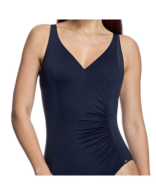 Ory Blue Swimsuit Cross Neckline Bathing Suit W261673