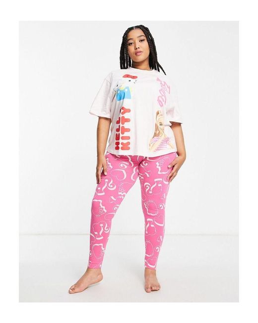 ASOS Red Design Barbie X Hello Kitty Oversized Tee & legging Pyjama Set