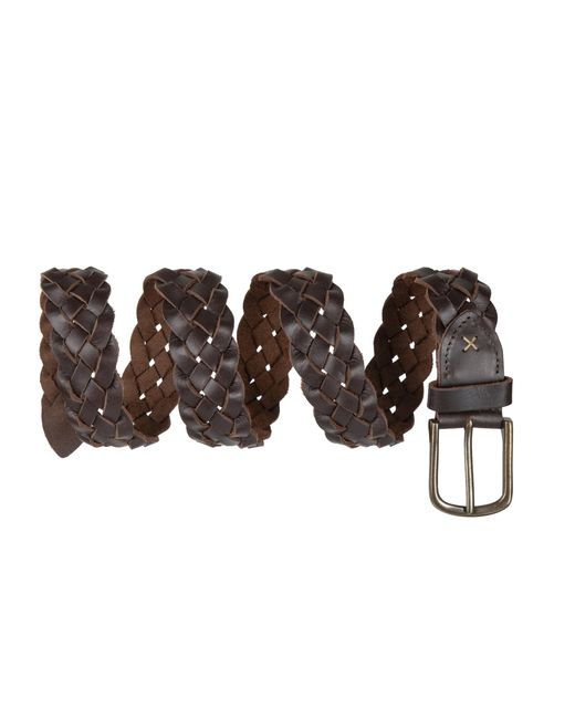Woodland Leathers Brown Genuine Leather Braided Woven Belt 1.5" Width for men