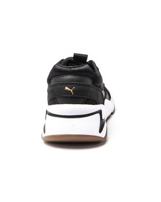 PUMA Black Nova 90's Block Running Trainers Leather