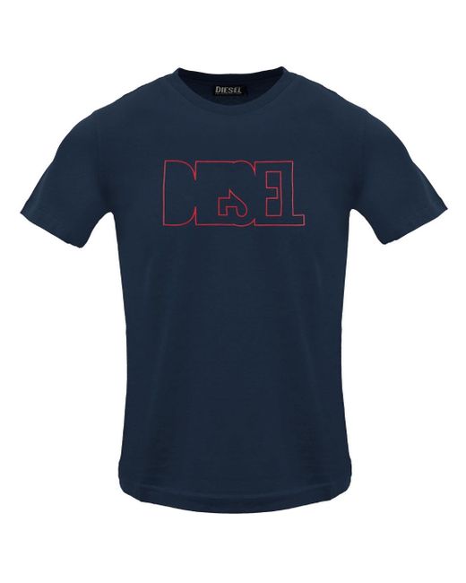 DIESEL Blue Outlined Logo Total Eclipse T-Shirt for men
