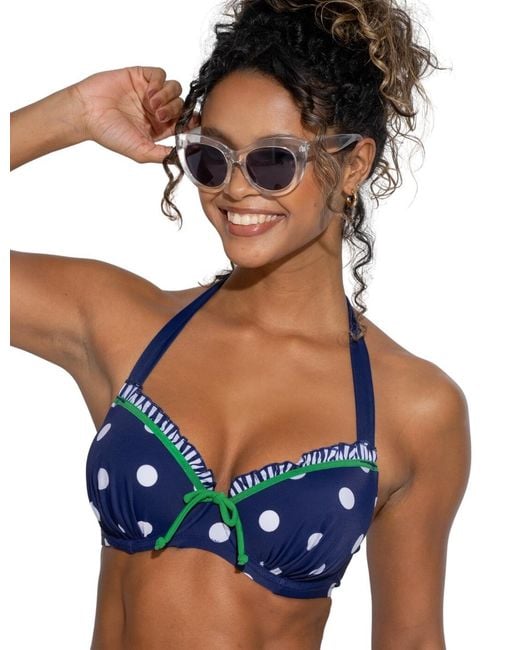 Pour Moi Blue 28200 Beach House Halter Bikini Top