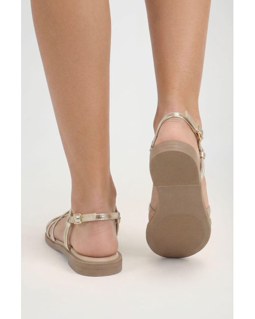 Boohoo Brown Wide Fit Strappy Trim Detail Sandals