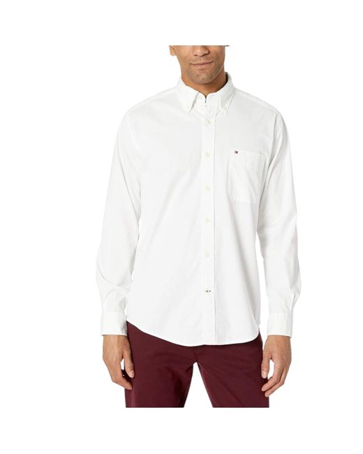 Tommy Hilfiger White Shirts 78E5393 Oxford Regular Fit Long Sleeve Stretch for men