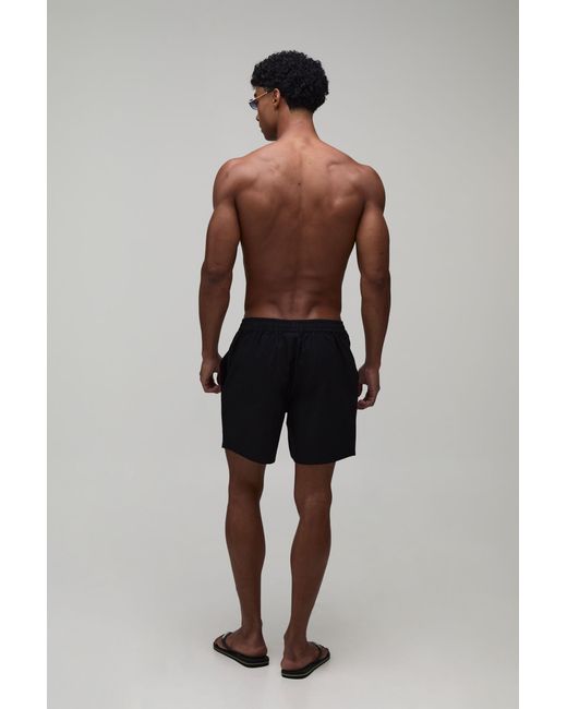 BoohooMAN Black Relaxed Fit Cotton Boxer Style Embroidered Short for men