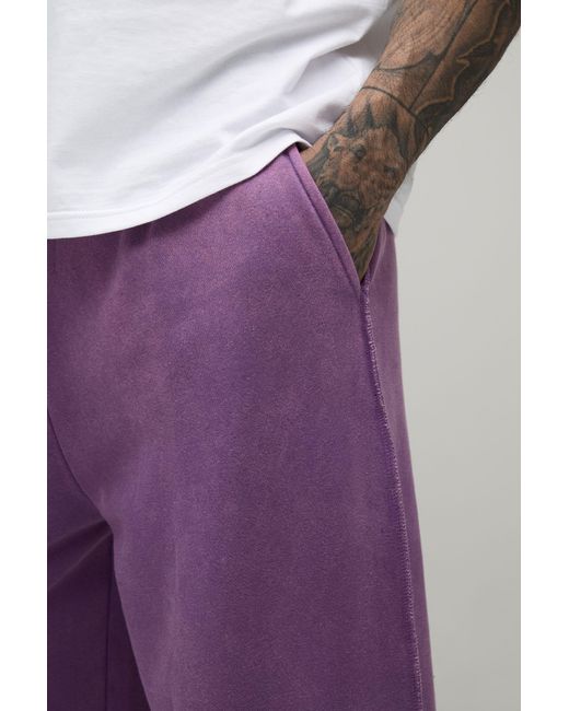 BoohooMAN Purple Tall Wide Fit Drop Crotch Washed Jogger for men